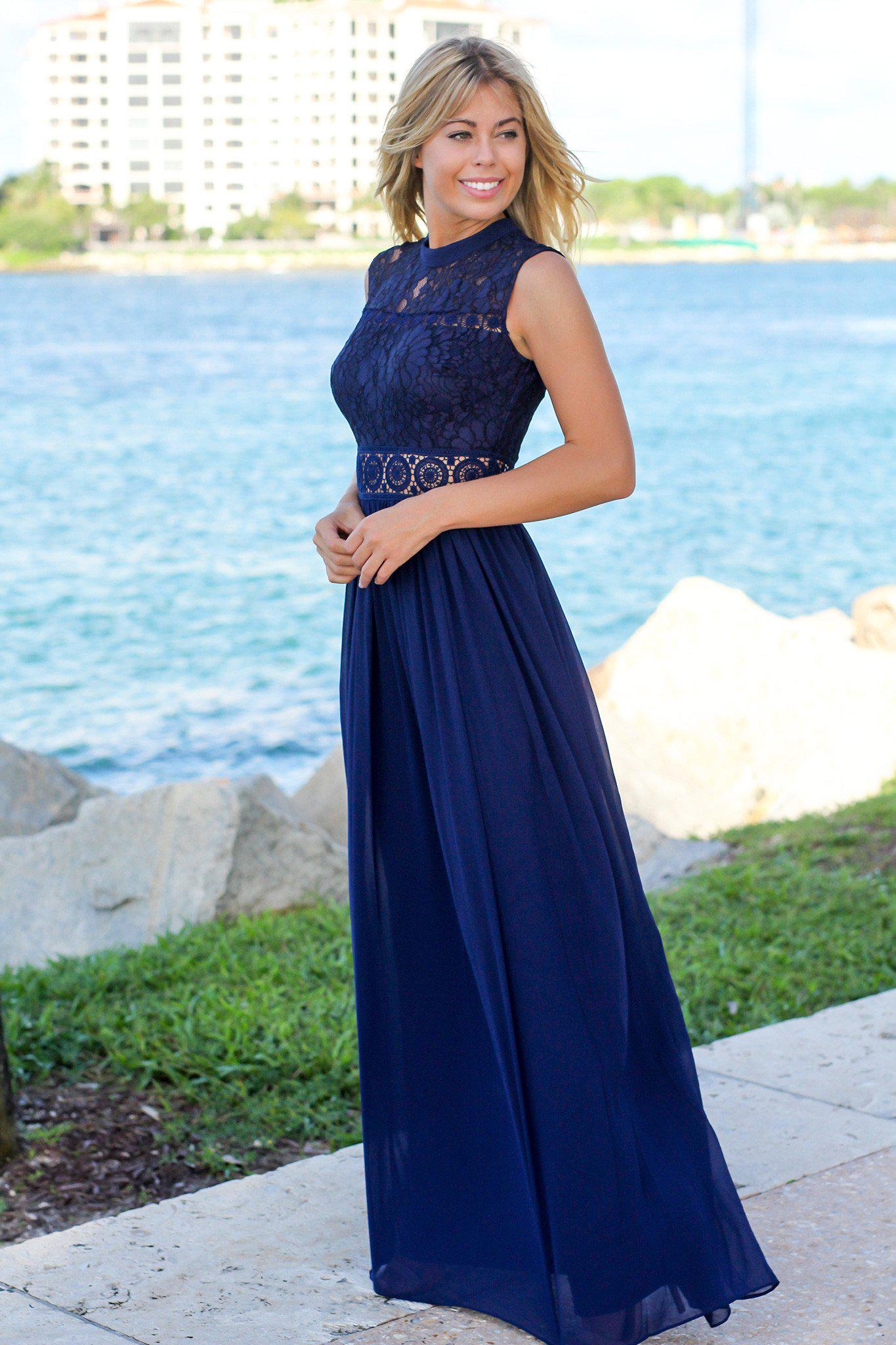 navy blue mock neck dress