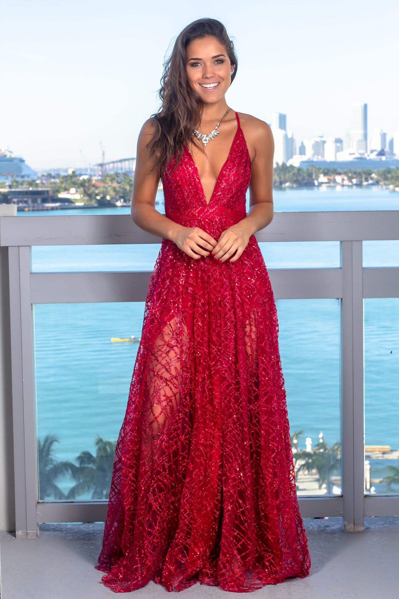 Red Maxi Dress with Sequins | Glitter Red Dress | Saved By The Dress ...