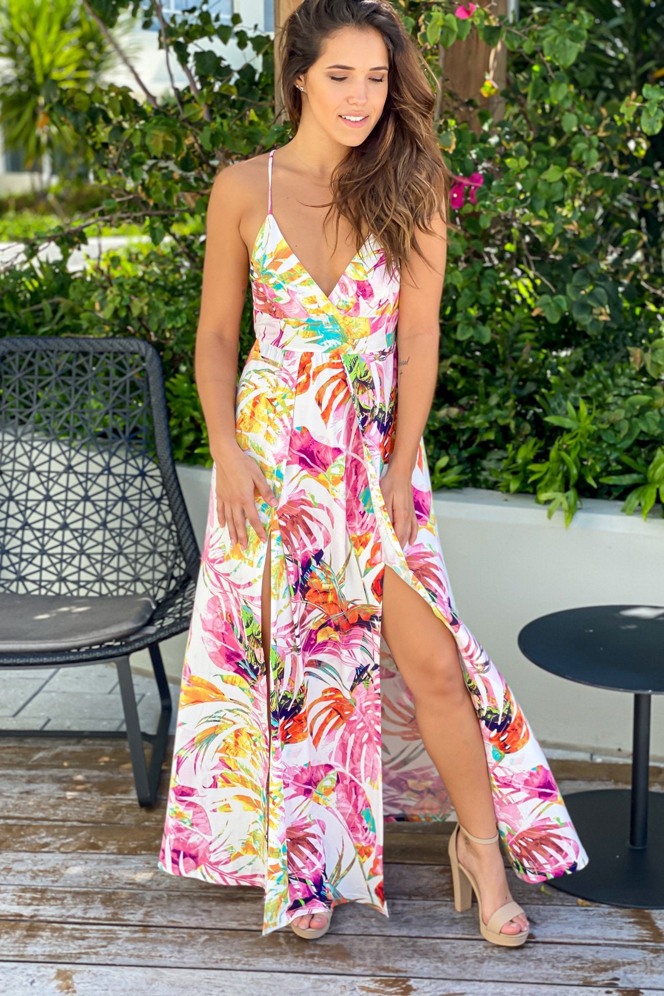 Ivory and Pink Printed Maxi Dress | Maxi Dresses – Saved by the Dress
