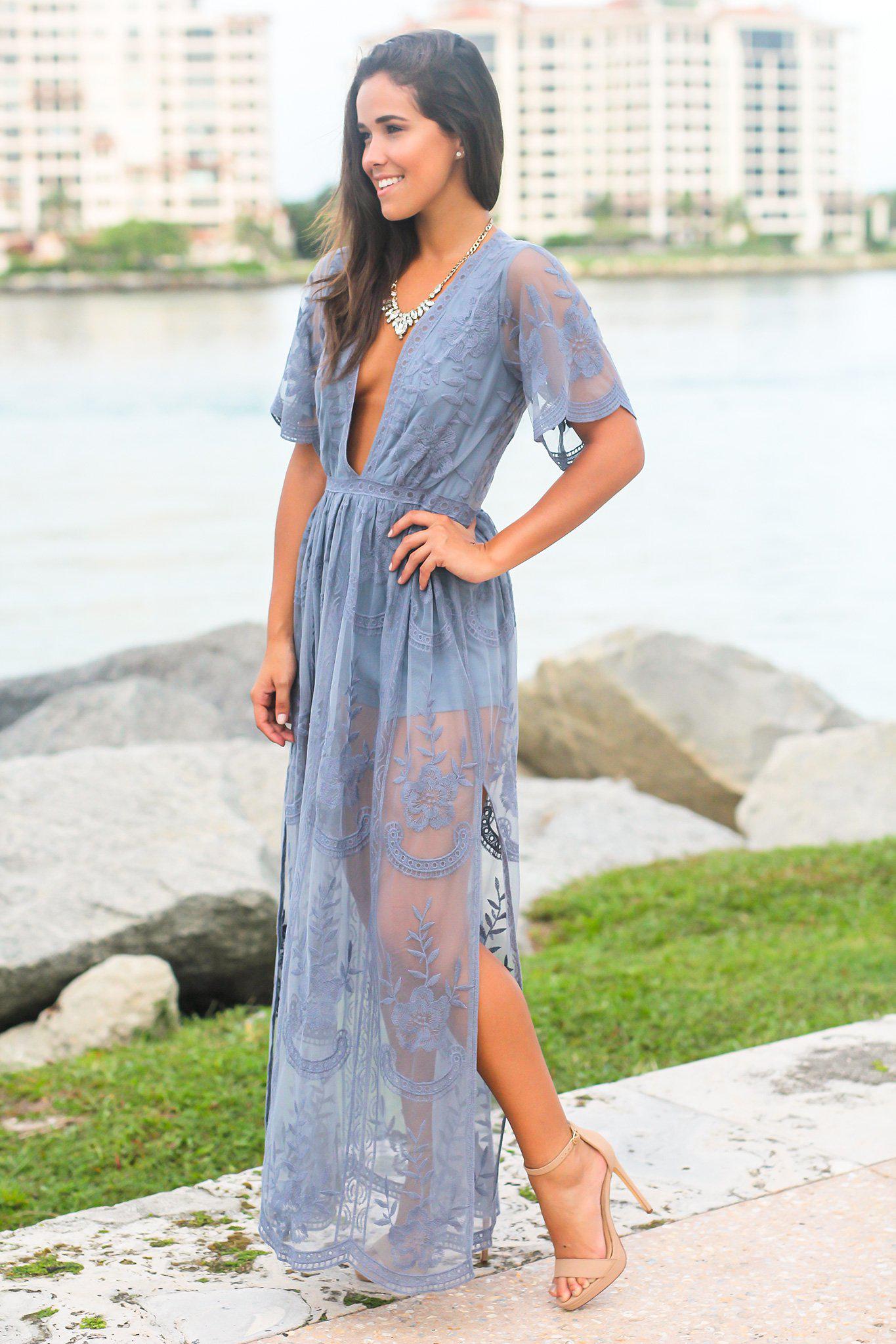 maxi romper dress lace