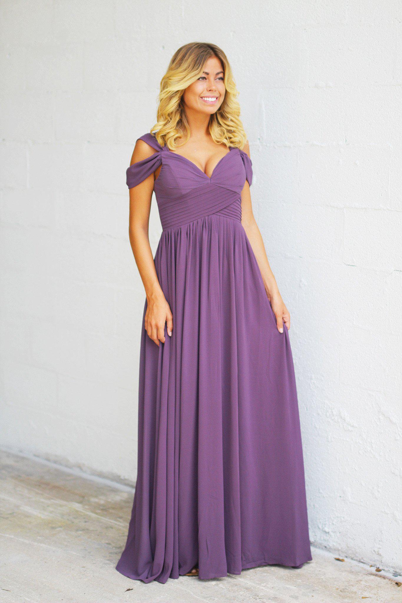 Dusty Purple Off Shoulder Maxi Dress | Dusty Purple Maxi Dress