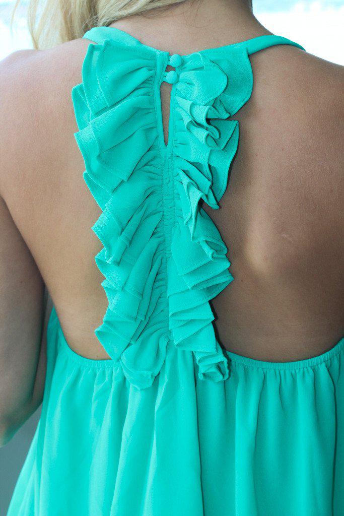 Emerald Green Top With Ruffle Back | Ruffle Back Top – Saved by the Dress
