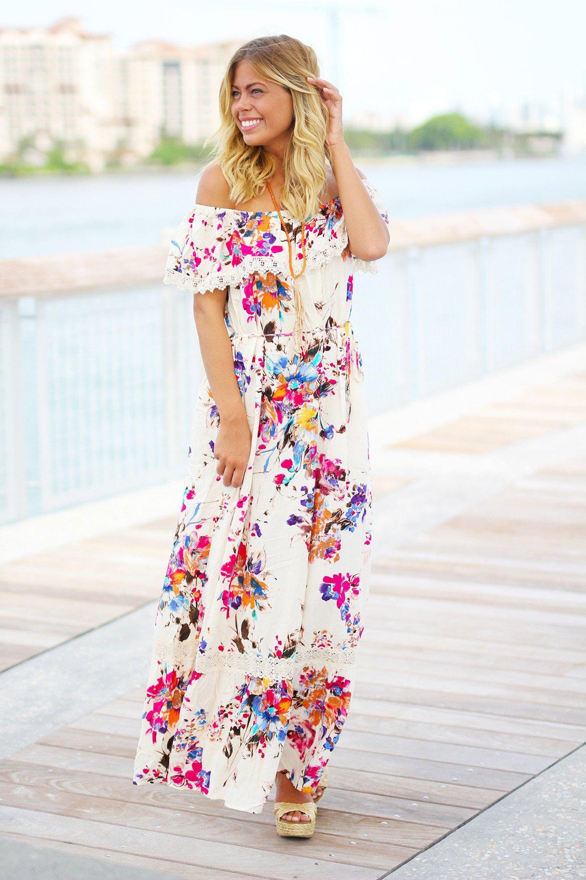 Floral Off Shoulder Maxi Dress | Maxi Dresses – Saved by the Dress