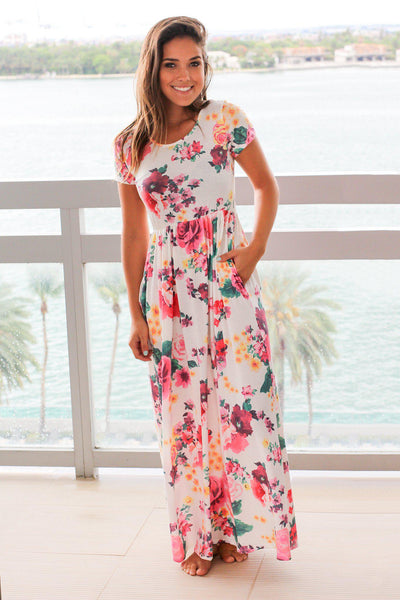 White Floral Maxi Dress | Maxi Dresses – Saved by the Dress