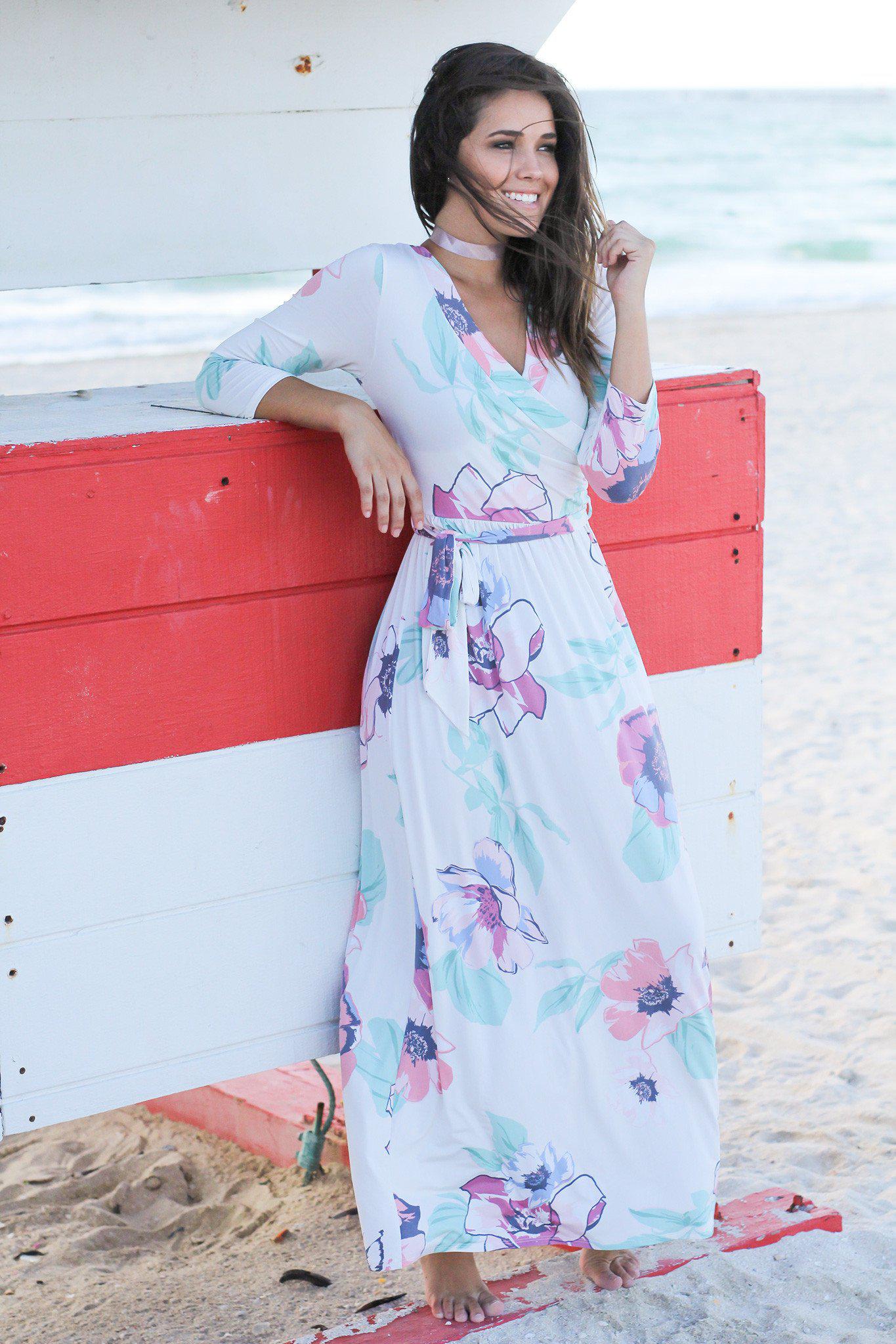 blush wrap maxi dress