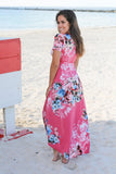 Hot Pink Floral High Low Dress | Online Boutiques – Saved by the Dress