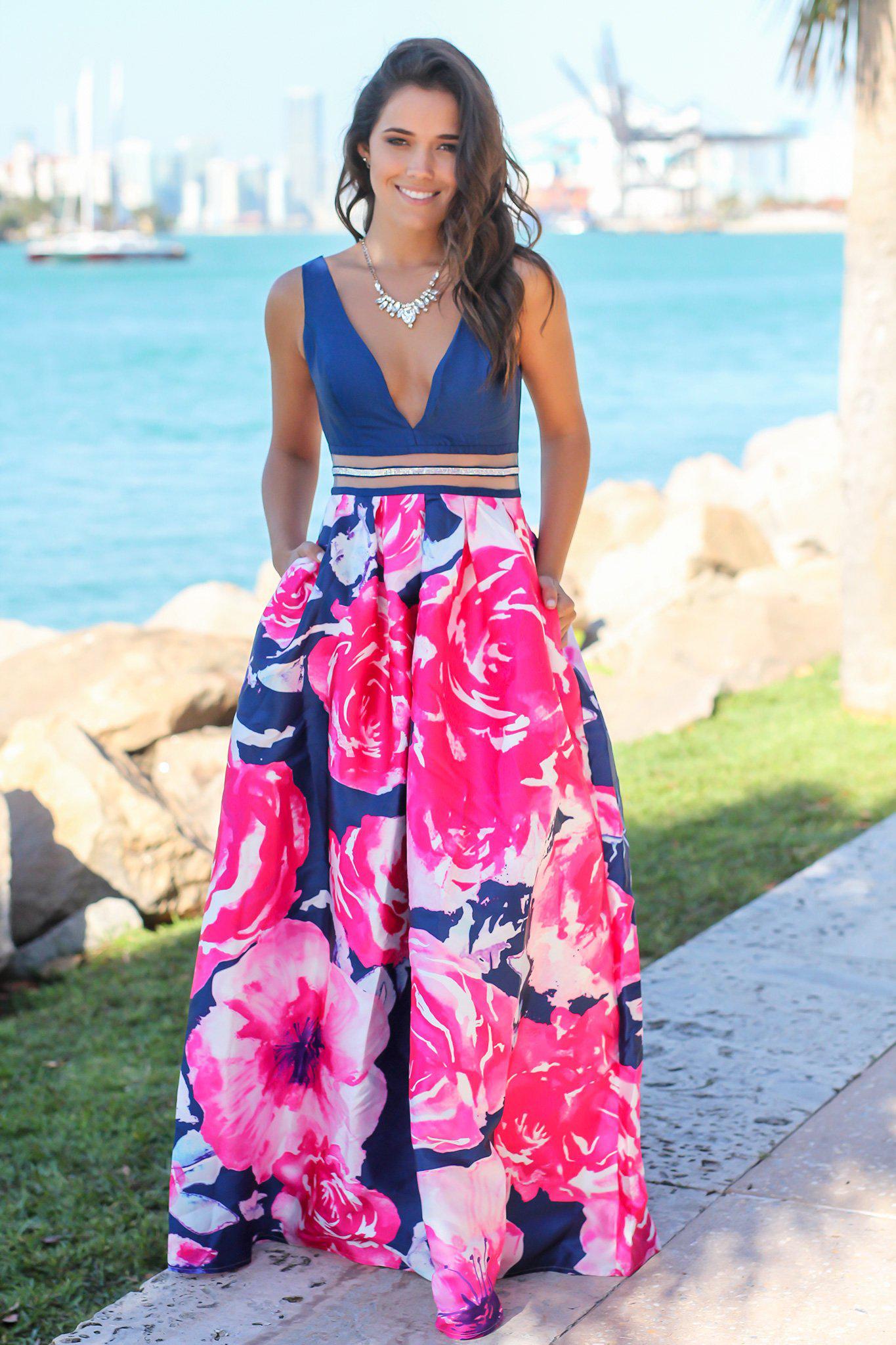 fuchsia floral dress