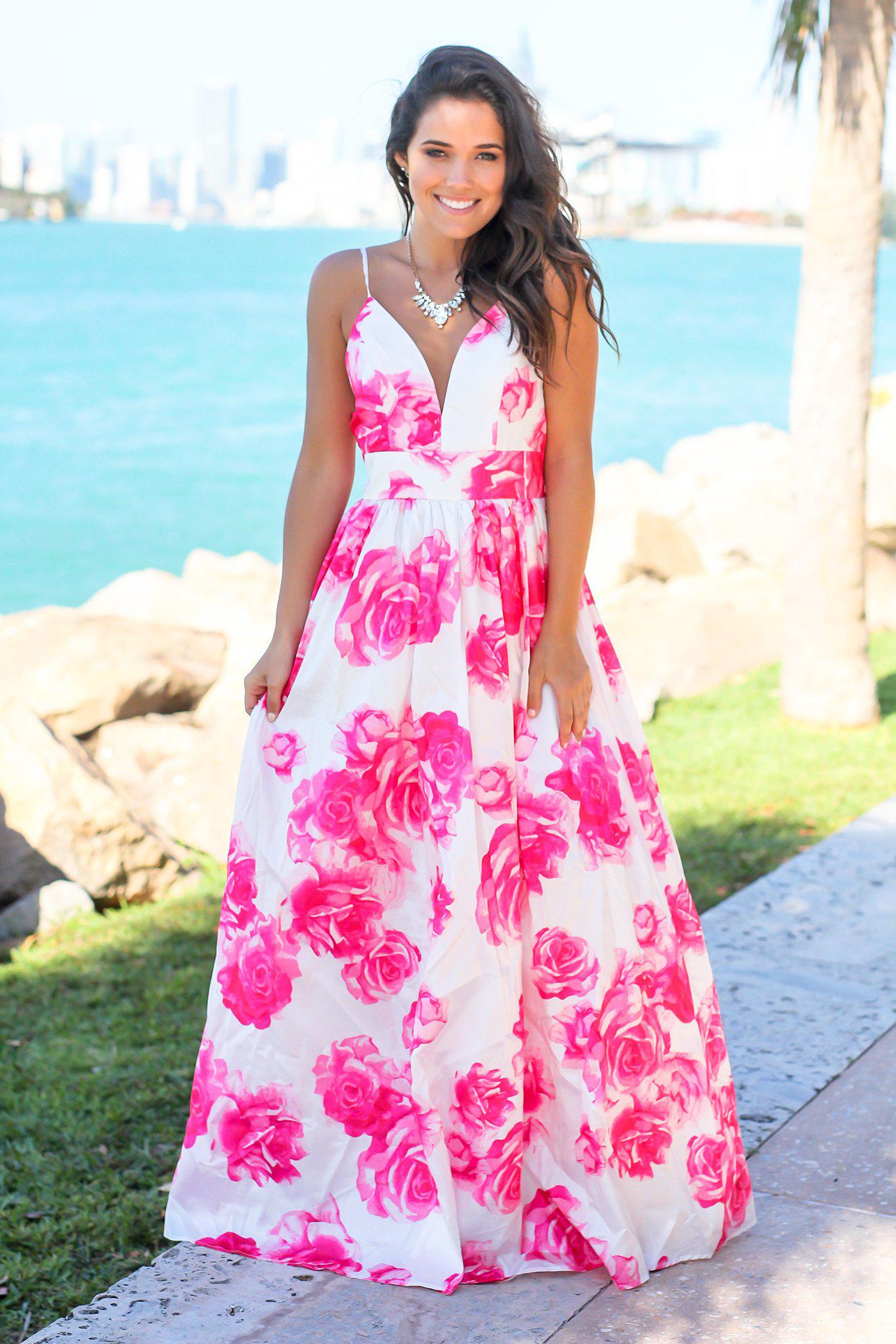 fuchsia floral dress