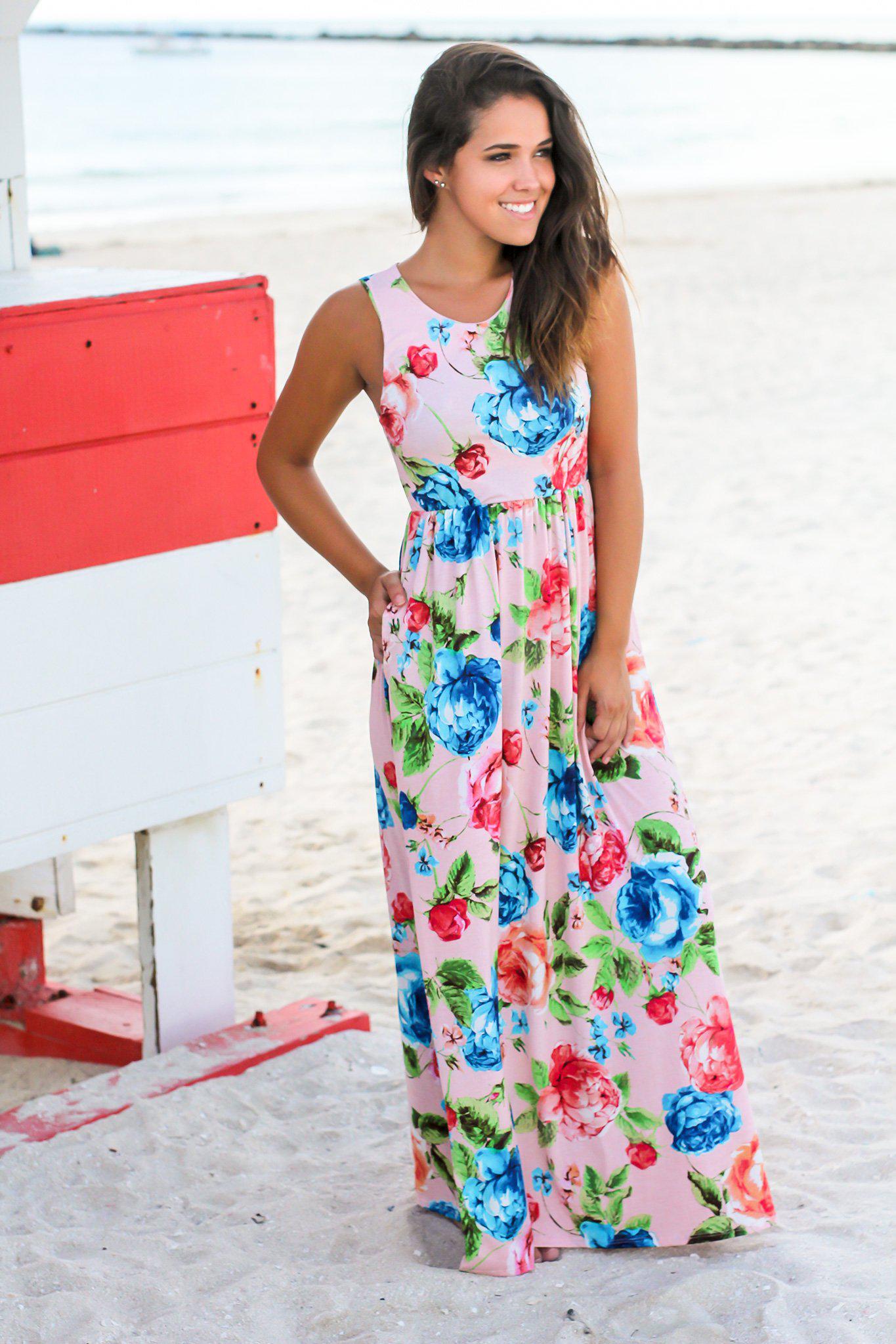 floral sleeveless maxi dress