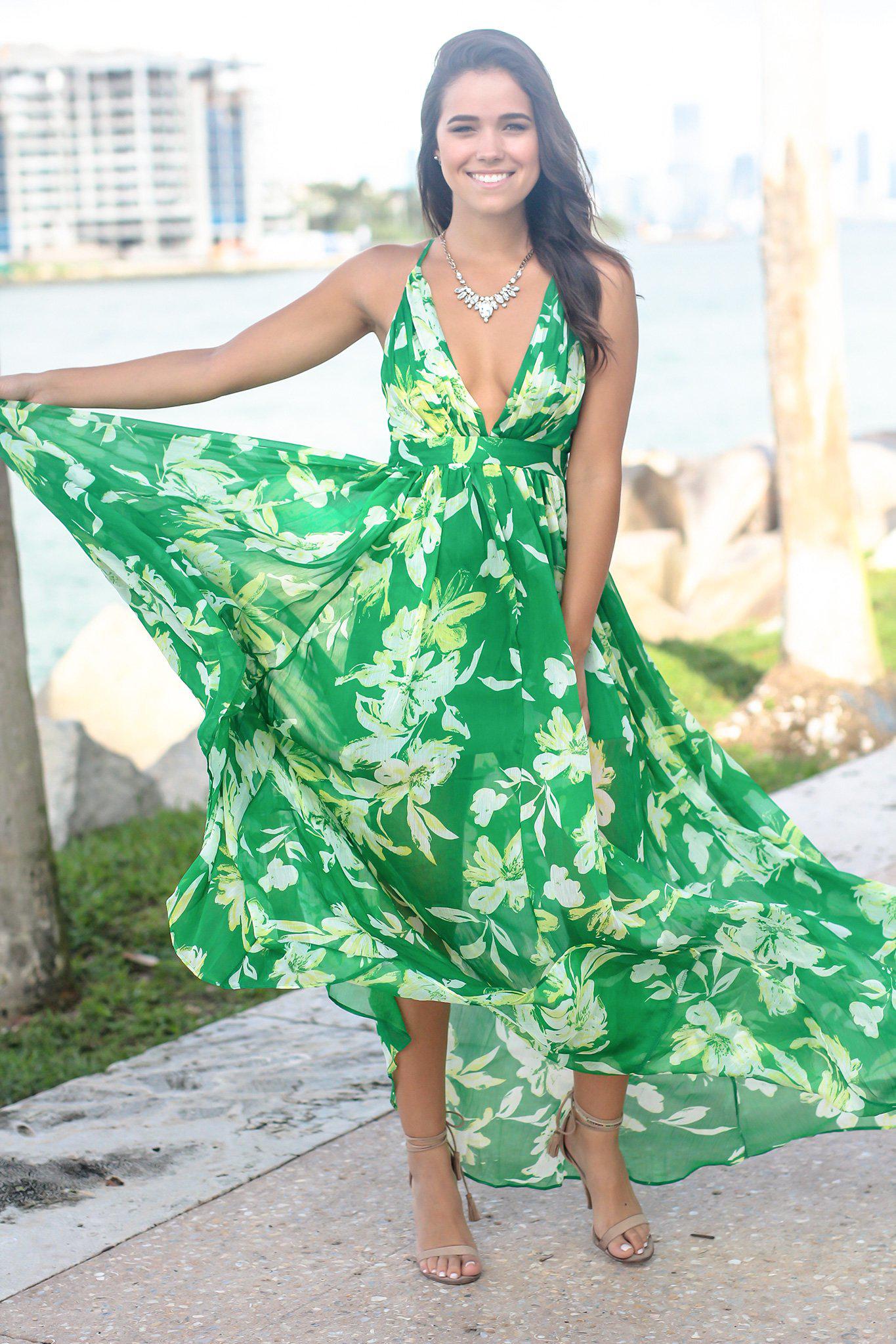 green dress with yellow flowers