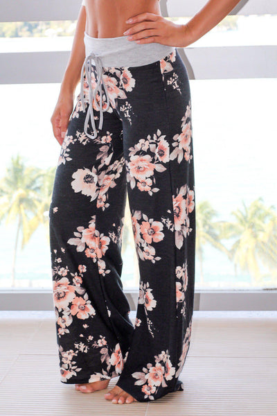 Charcoal Floral Pants | Online Boutiques – Saved by the Dress