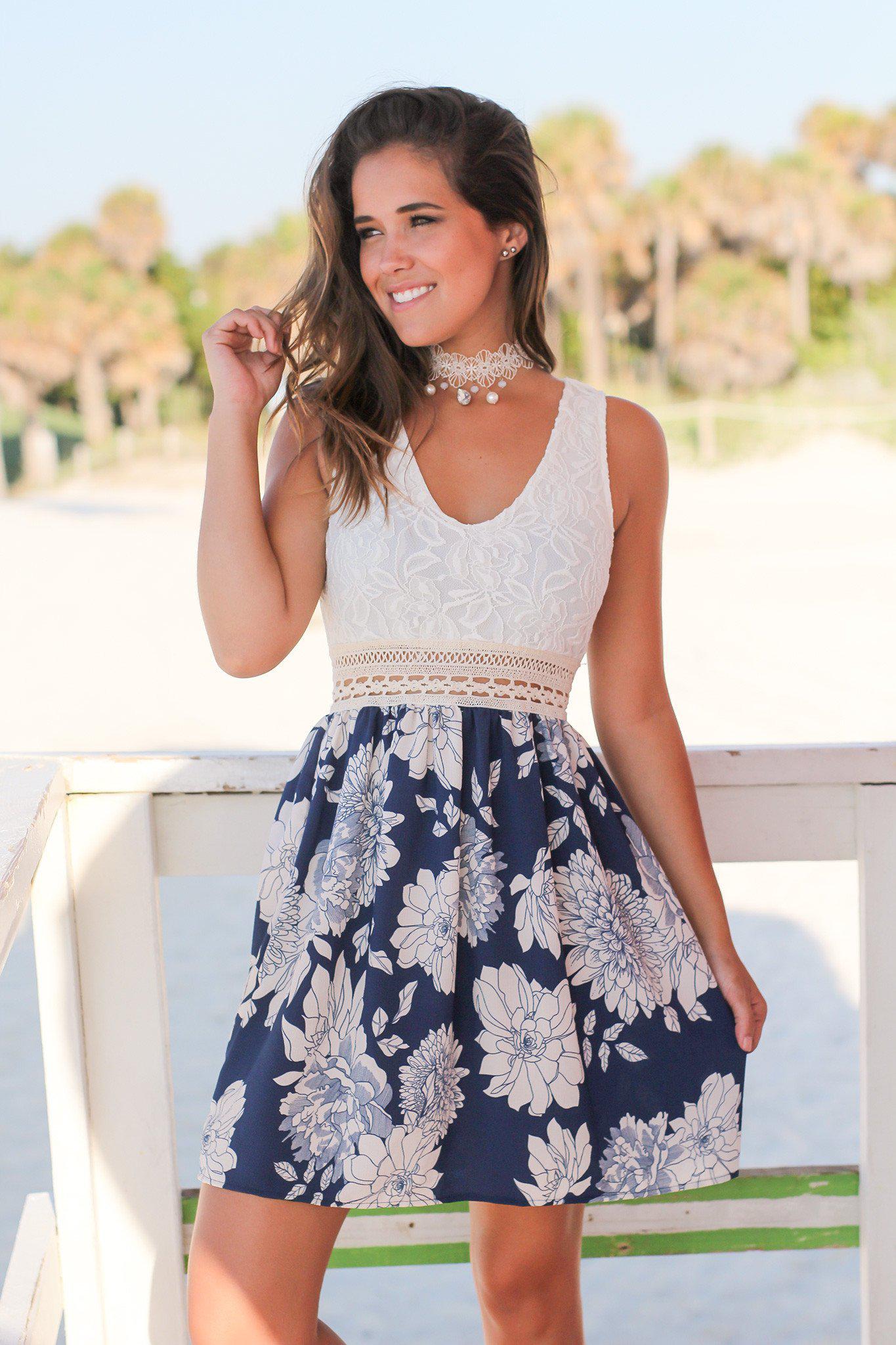 ivory and navy dress