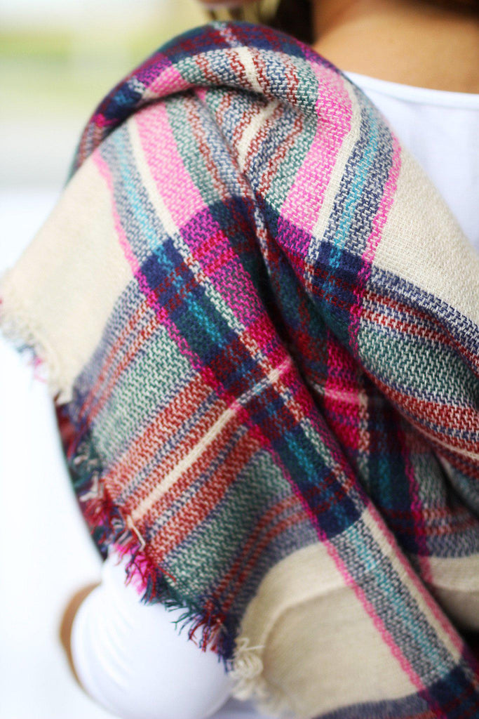 Fuchsia Plaid Blanket Scarf | Blanket Scarf – Saved by the Dress