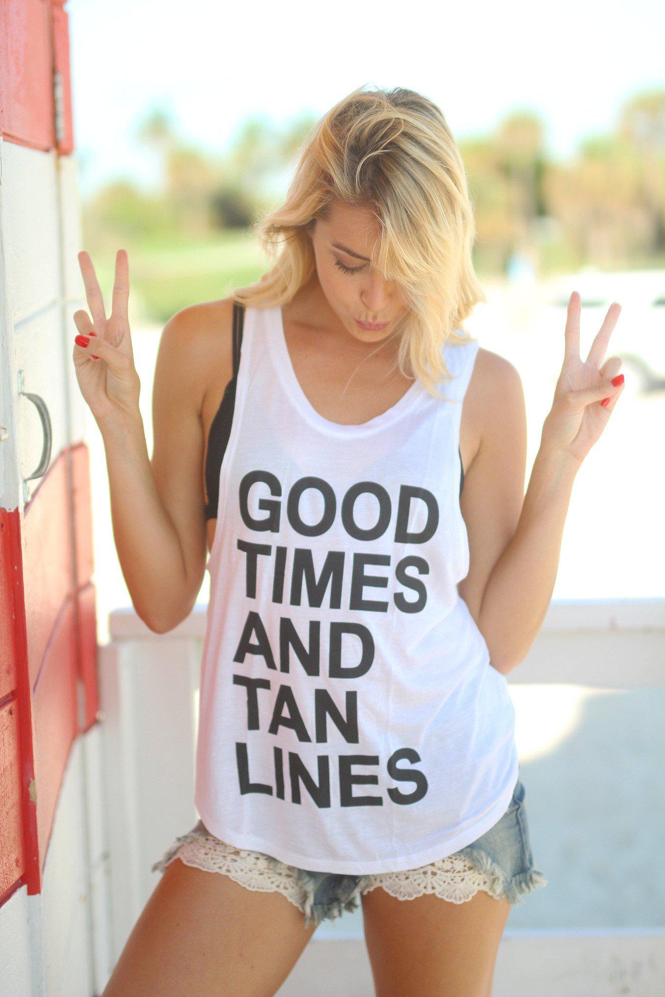 Good Times And Tan Lines White Tank Top Cute Top Saved By The Dress