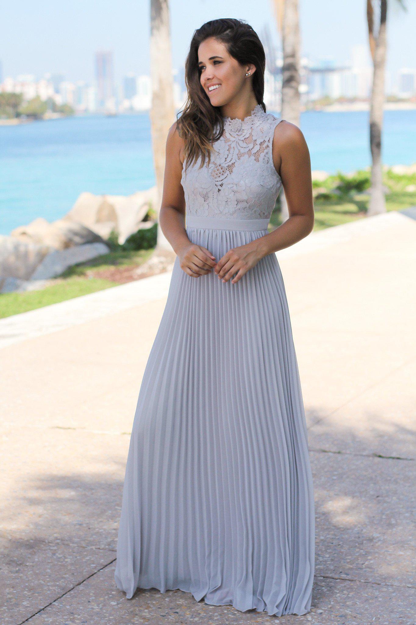 gray lace maxi dress