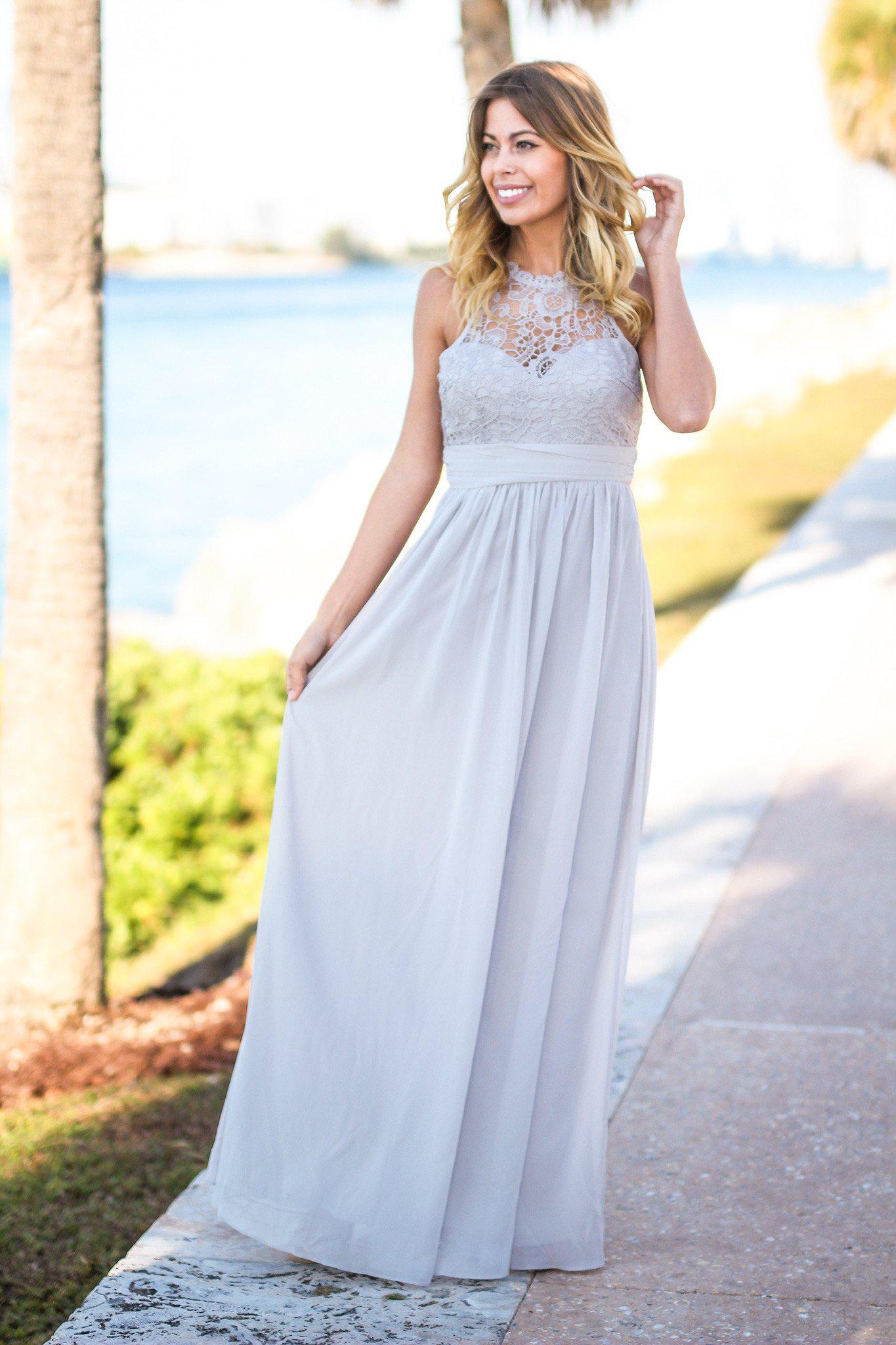 Gray Crochet Maxi Dress | Bridesmaid Dresses – Saved by the Dress