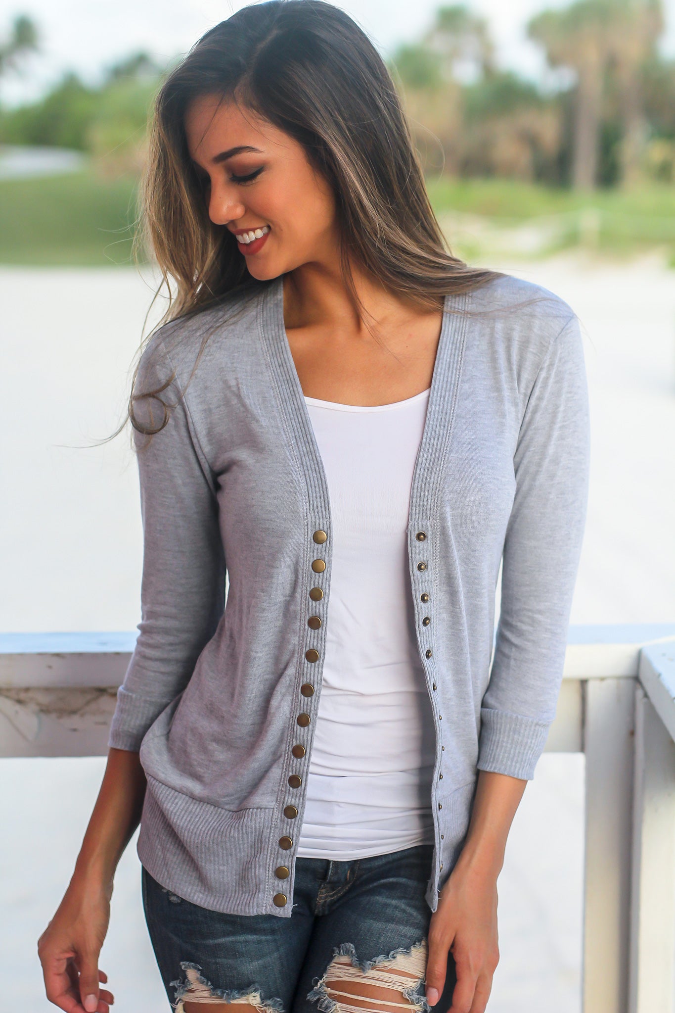 Heather Gray Cardigan with 3/4 Sleeves | Cardigans – Saved by the Dress