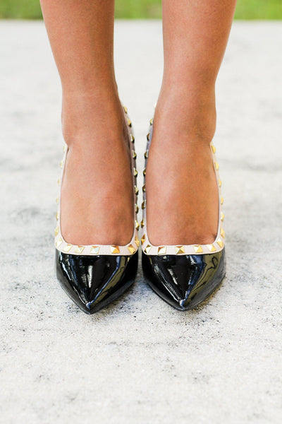 Black Studded Heels | Online Boutiques – Saved by the Dress