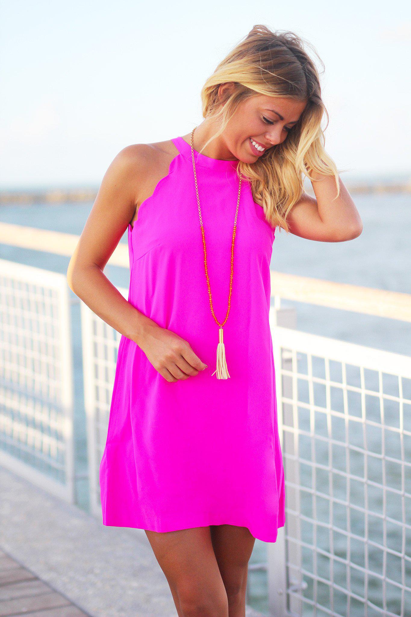 hot pink scalloped dress