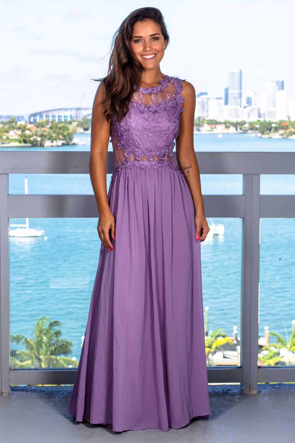 Dusty Lilac Lace Top Maxi Dress | Maxi Dresses – Saved by the Dress