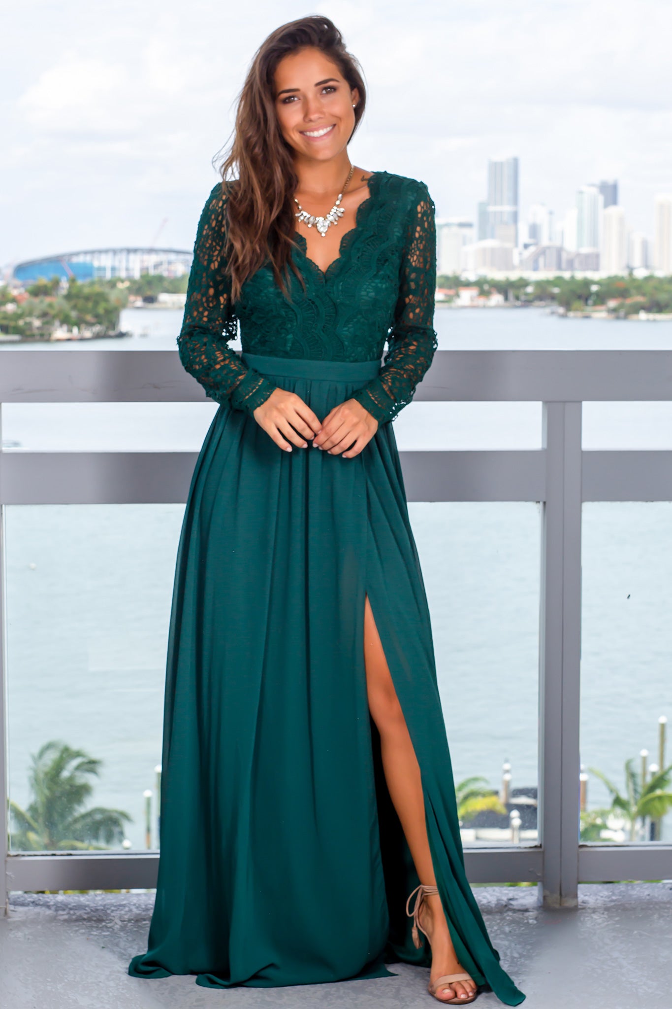 maxi party dress with sleeves