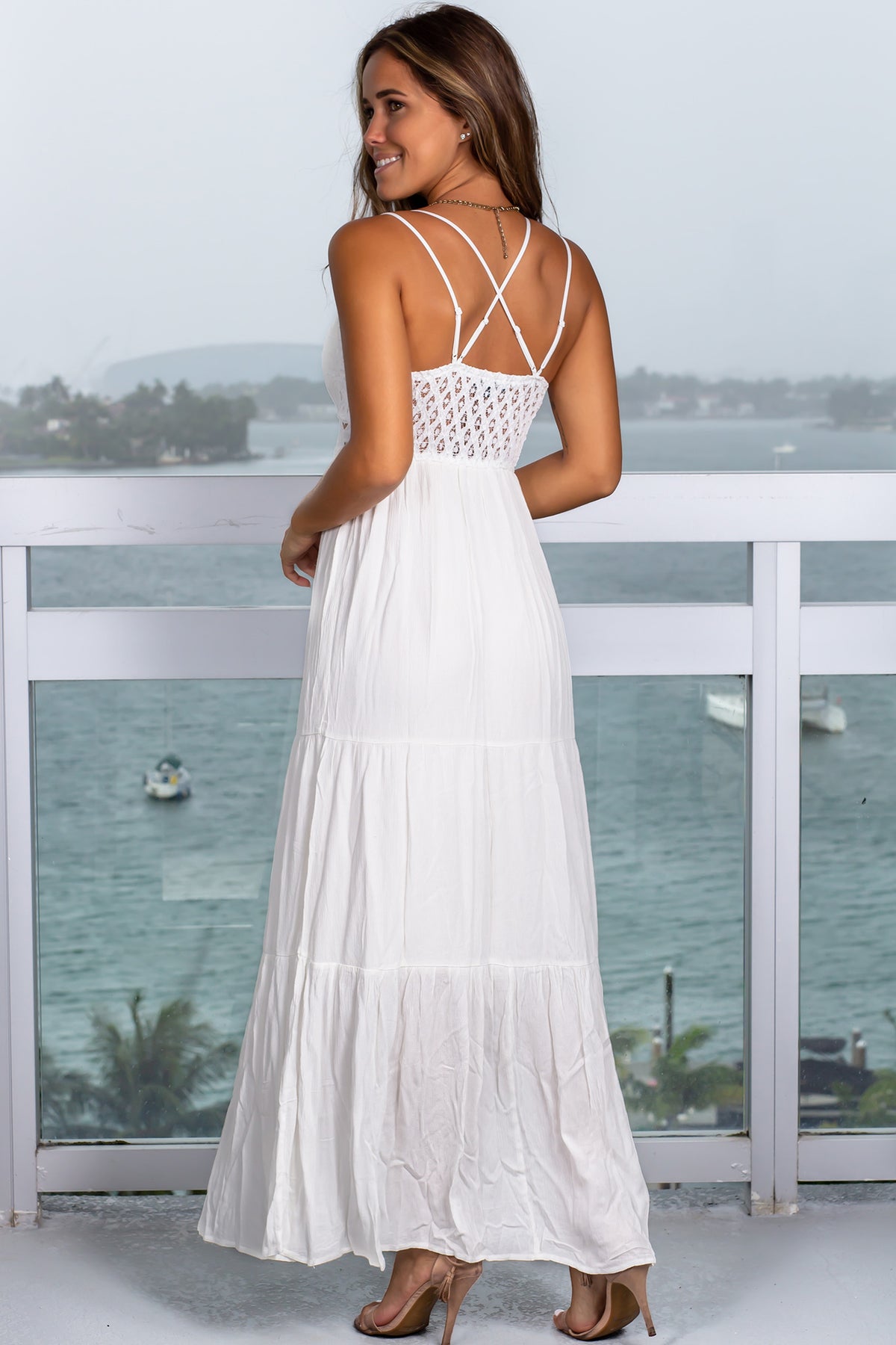 Ivory Crochet Top Maxi Dress | Maxi Dresses – Saved by the Dress