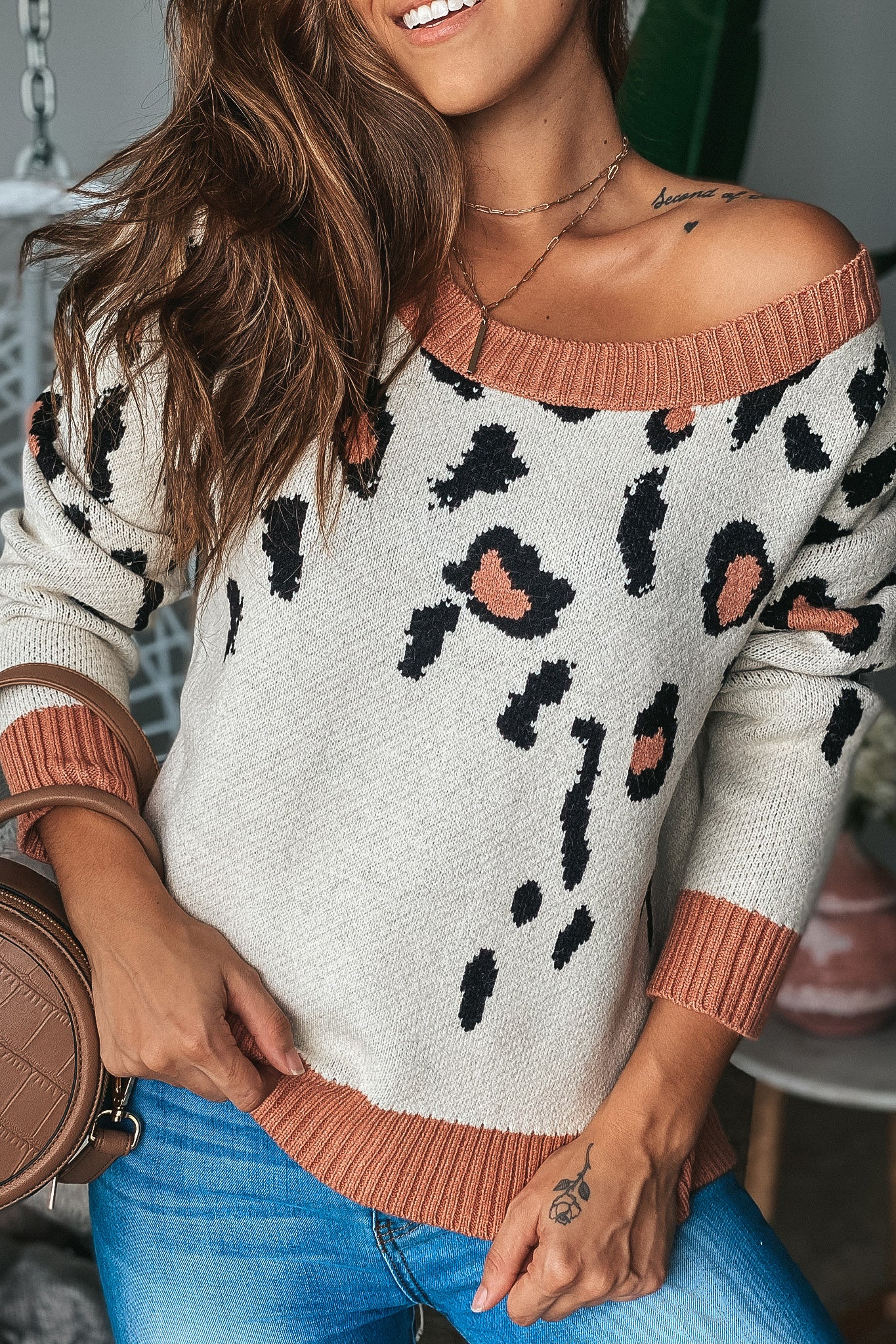 Dusty Pink Leopard Sweater | Cute Sweaters – Saved by the Dress