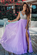 lavender and silver dress