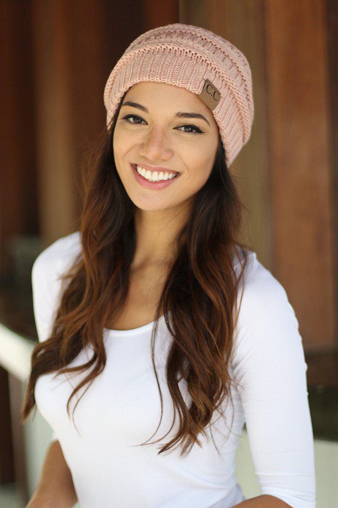 Knit Blush Beanie | Knit beanie | Slouchy Beanie - Saved ...