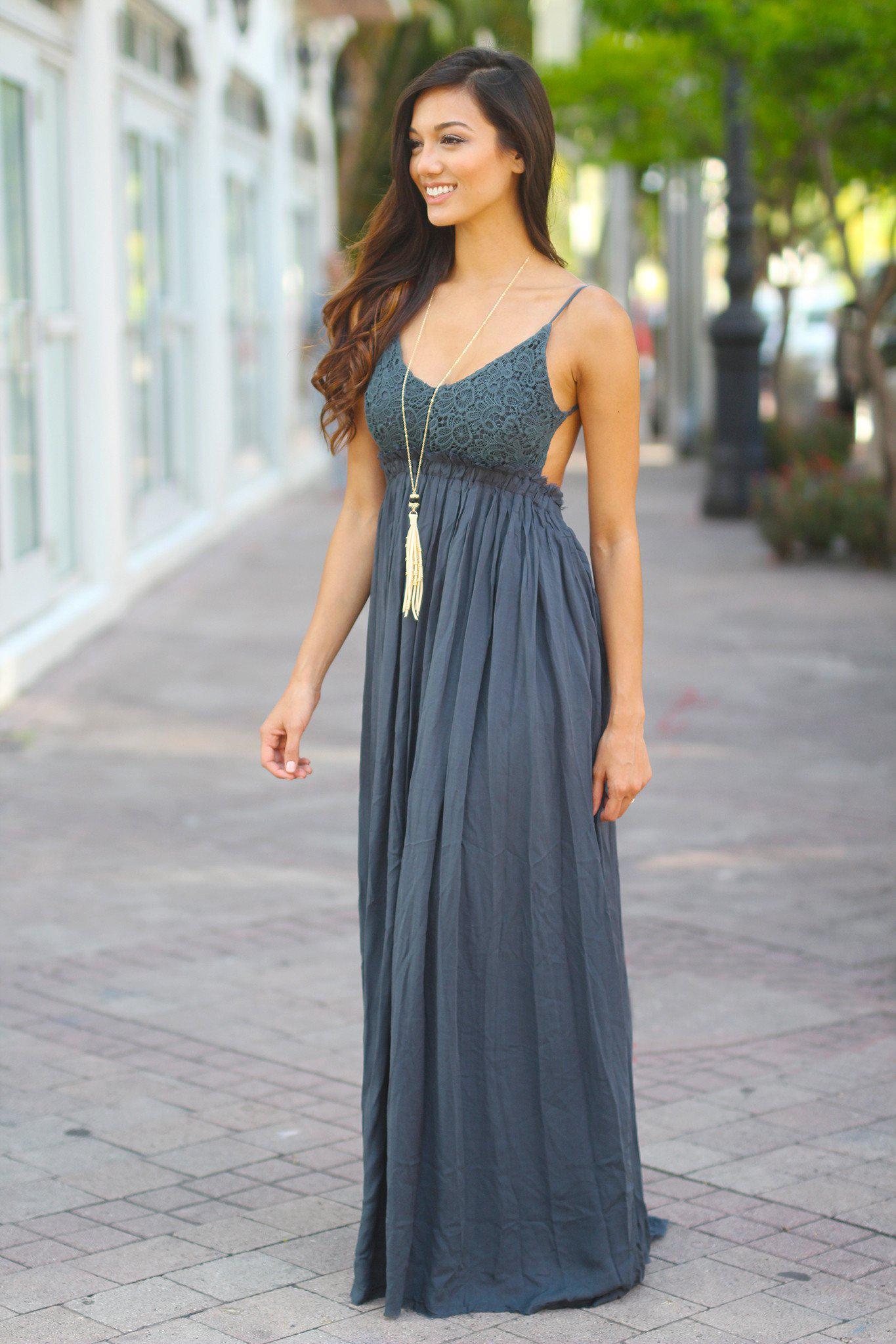 crochet top maxi dress with open back