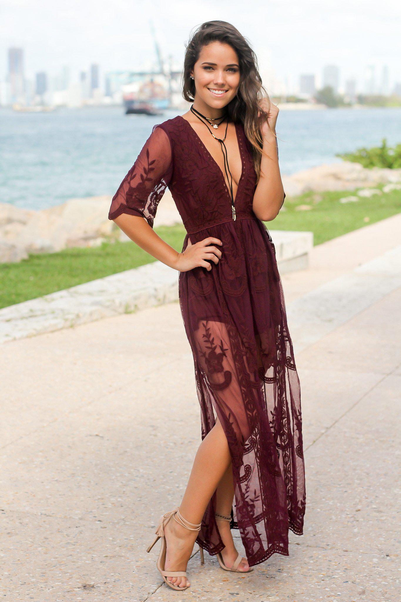 burgundy romper outfit