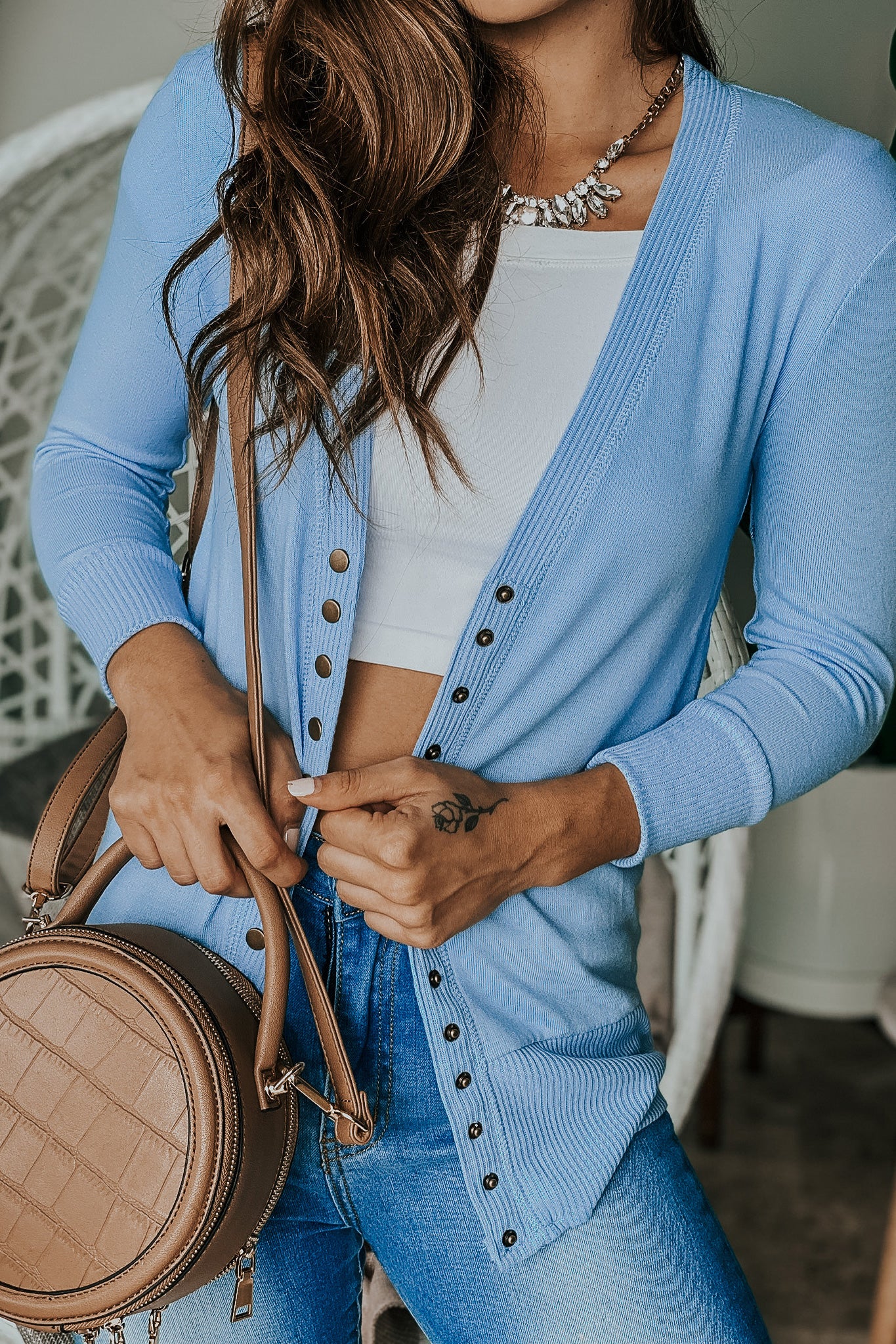 light blue cardigan outfit