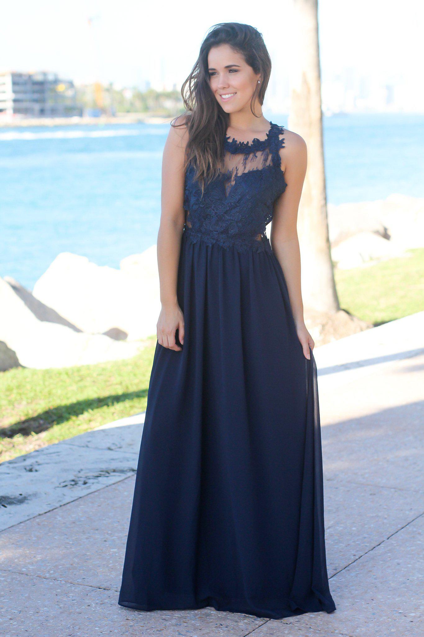 maxi dress with lace top