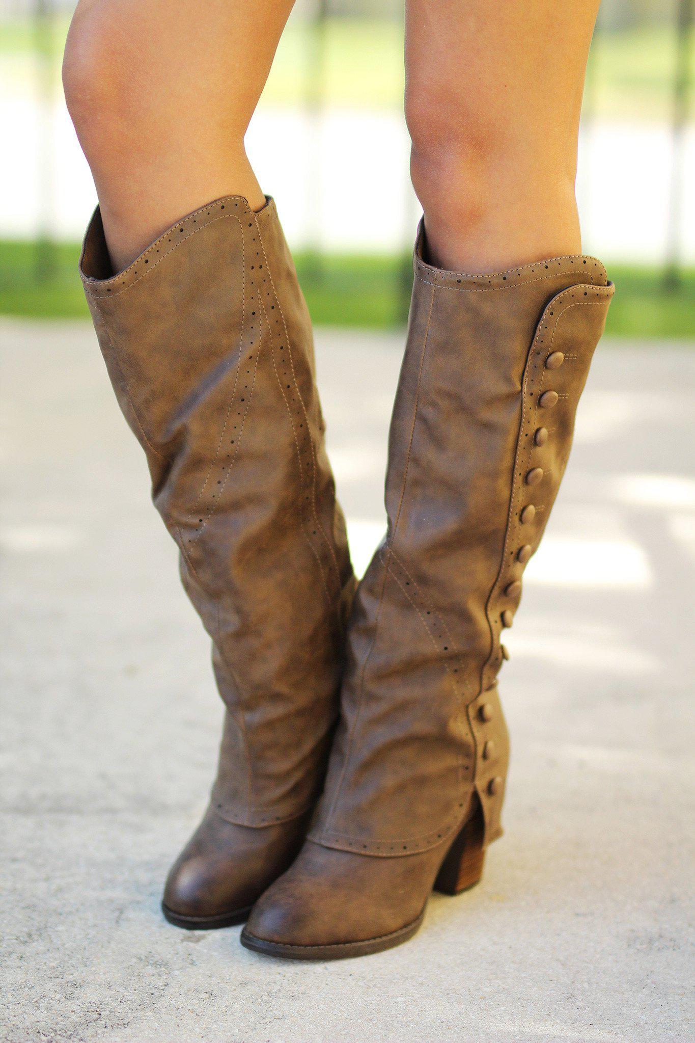 taupe long boots