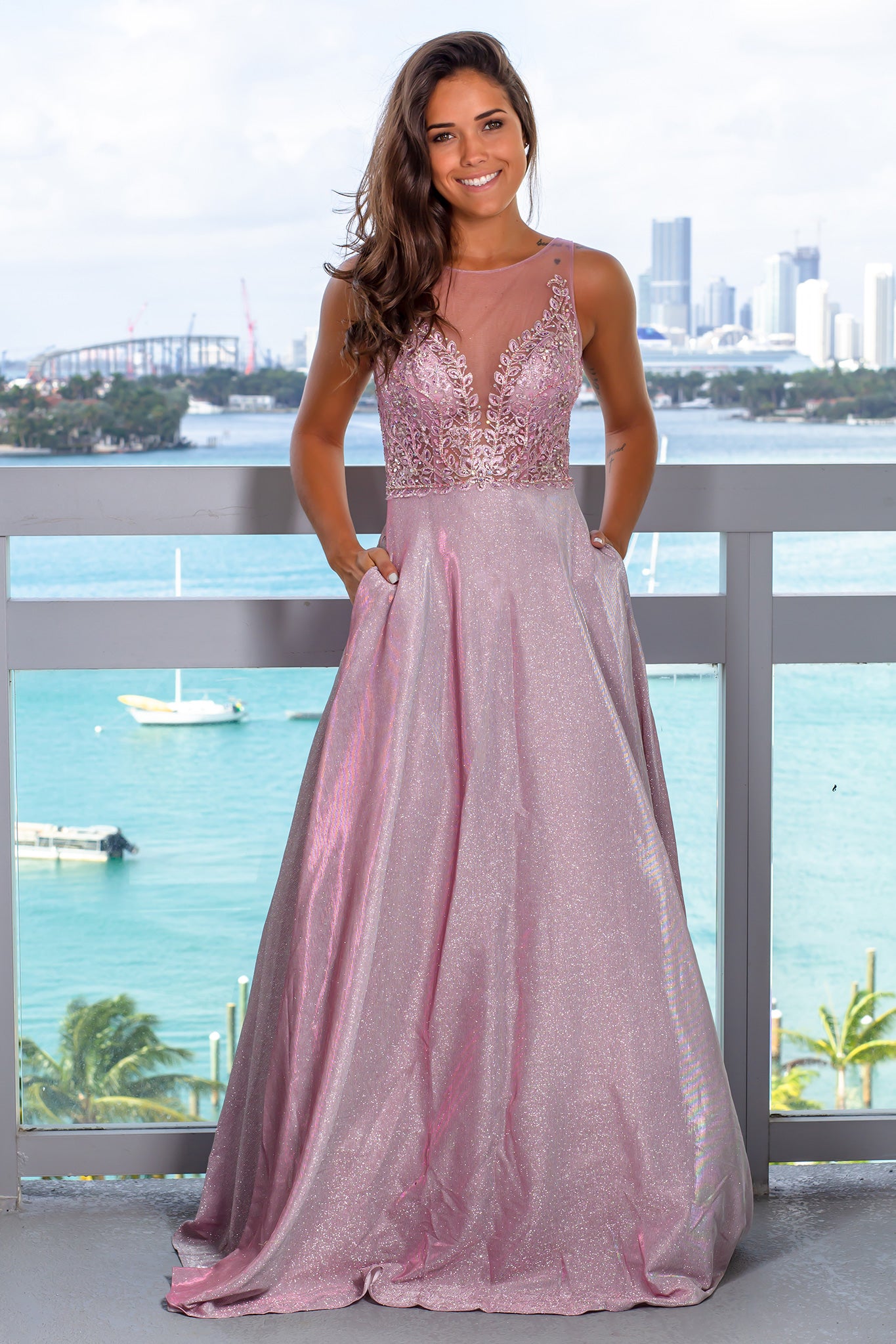 mauve glitter dress