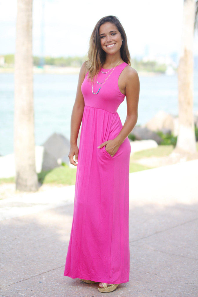 Pink Maxi Dress with Pockets | Maxi Dresses – Saved by the Dress