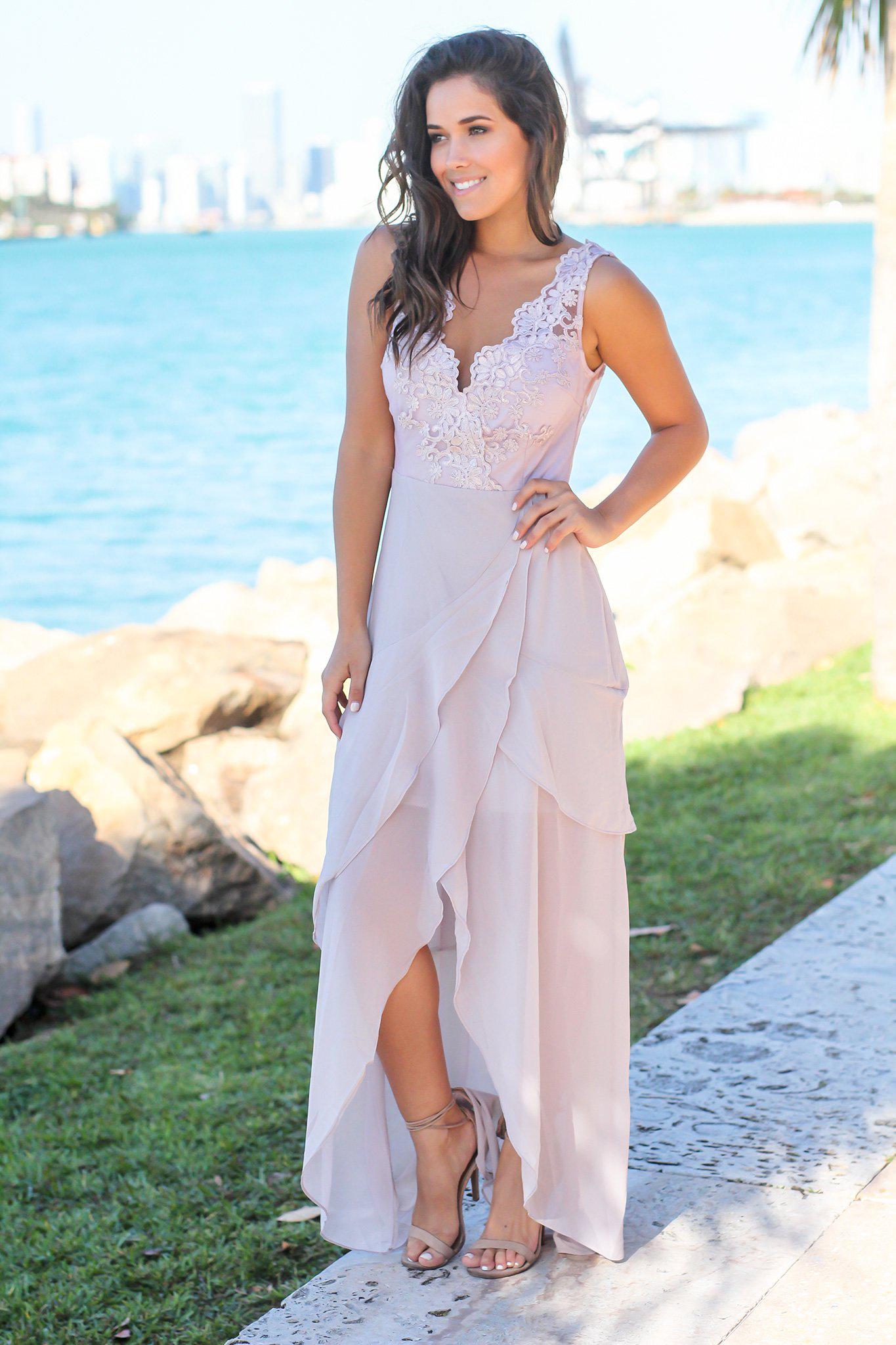 lilac grey maxi dress