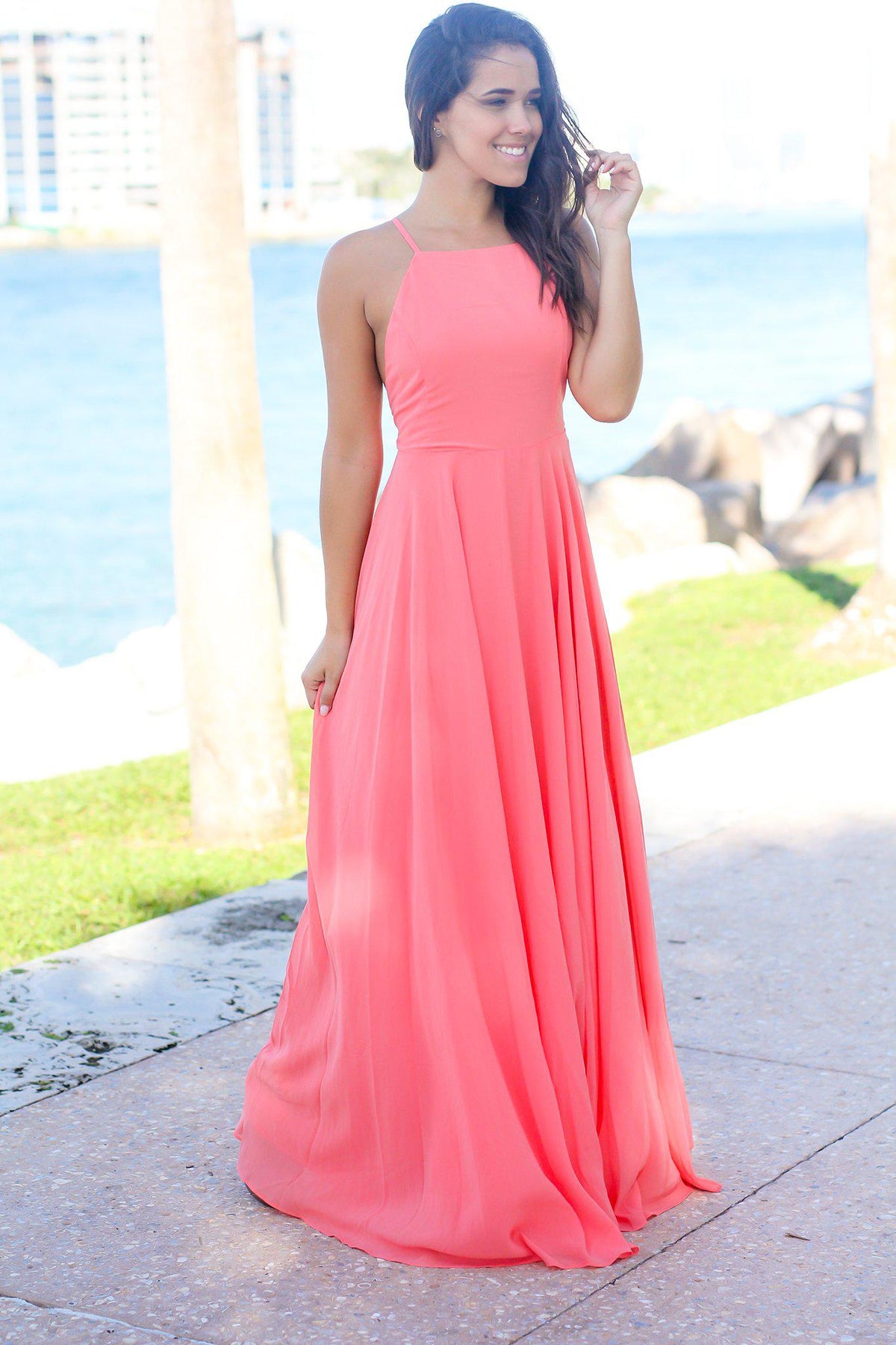 Coral Maxi Dress Maxi Dresses Saved By The Dress 5873