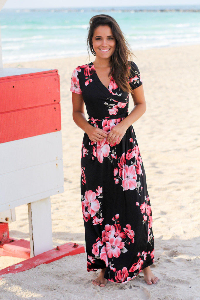 Black and Red Floral Maxi Dress | Online Boutiques – Saved by the Dress