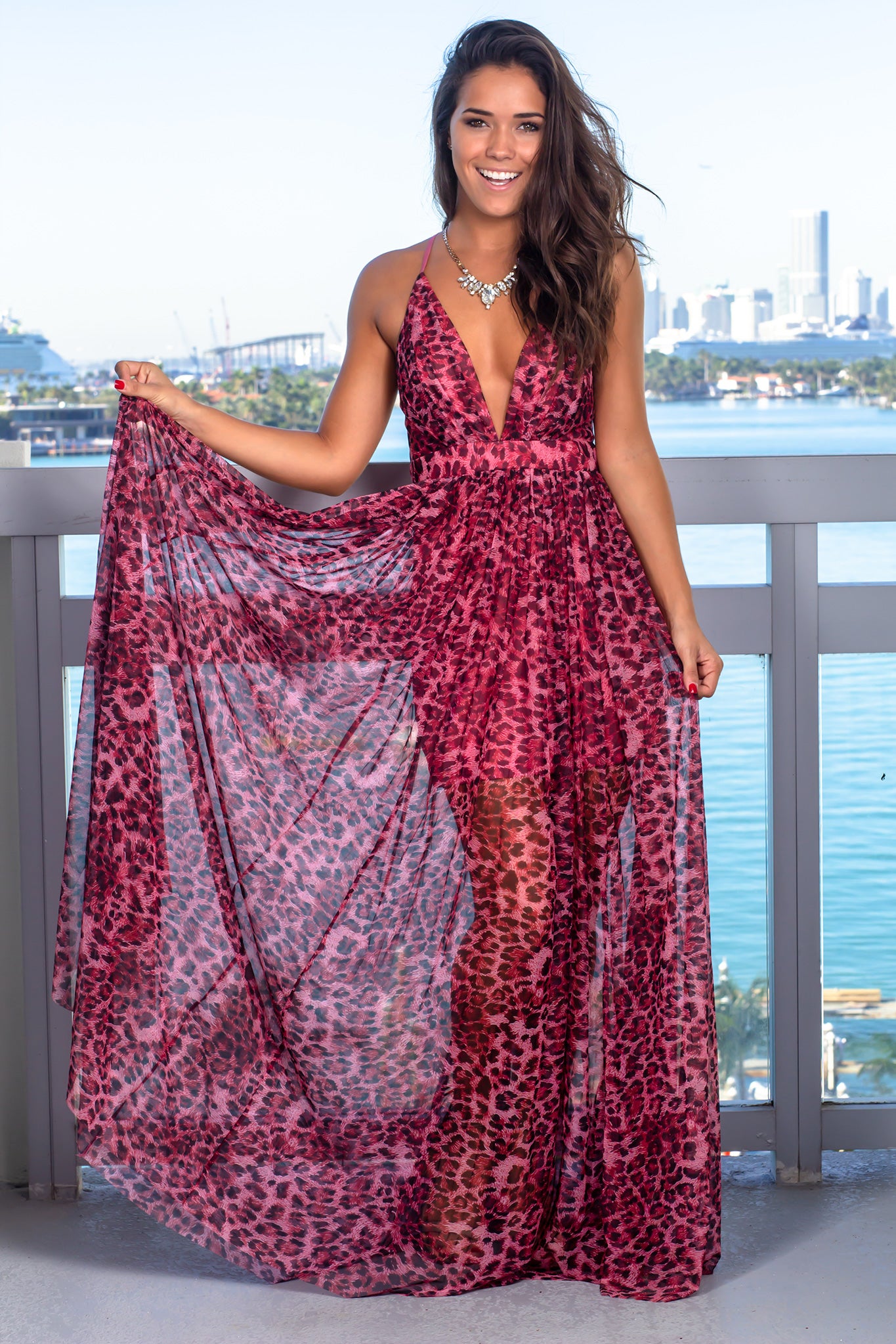 Pink Leopard Print Dress | Long Leopard 