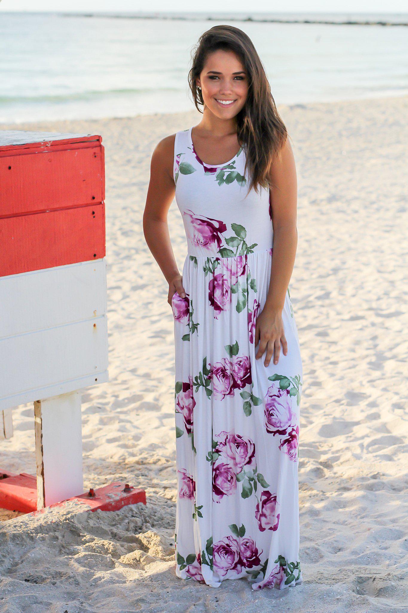 white purple floral dress