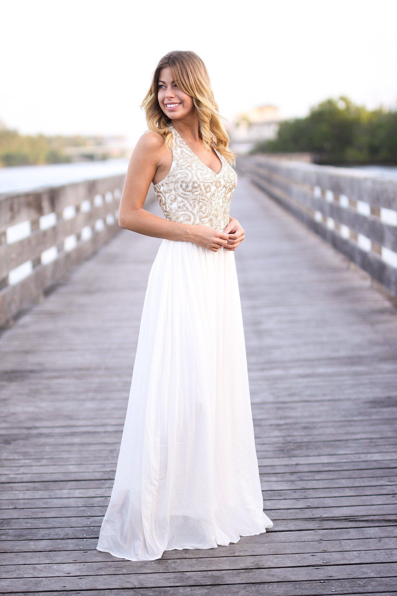 gold halter neck maxi dress