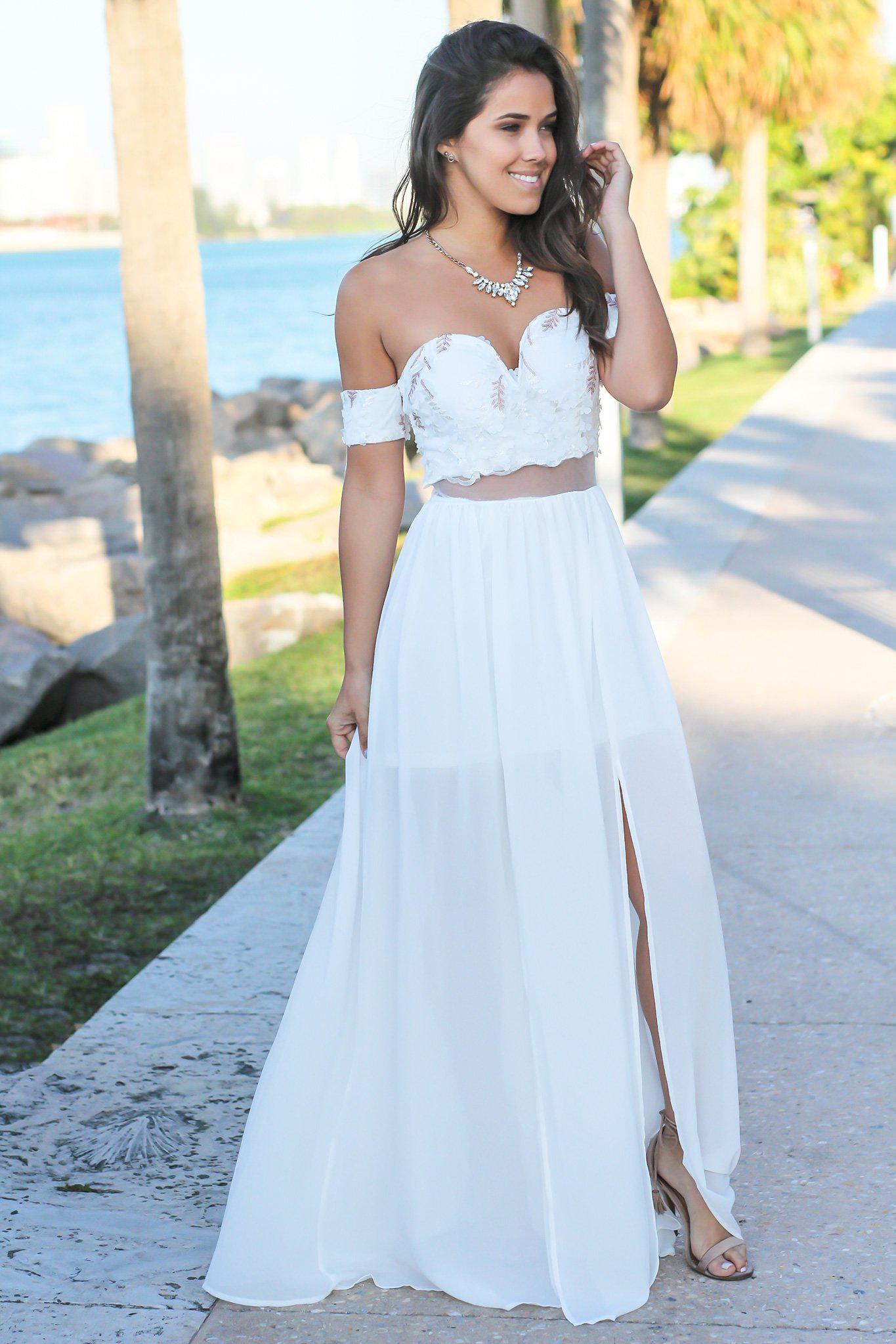 flowy cream maxi dress