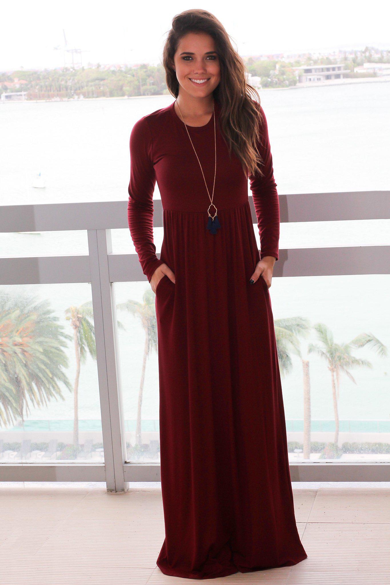 maroon casual dress