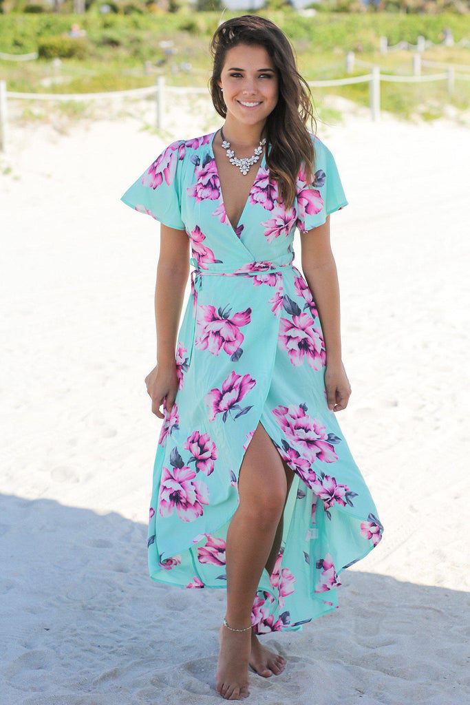 Mint Floral Wrap Maxi Dress | Maxi Dresses – Saved by the Dress