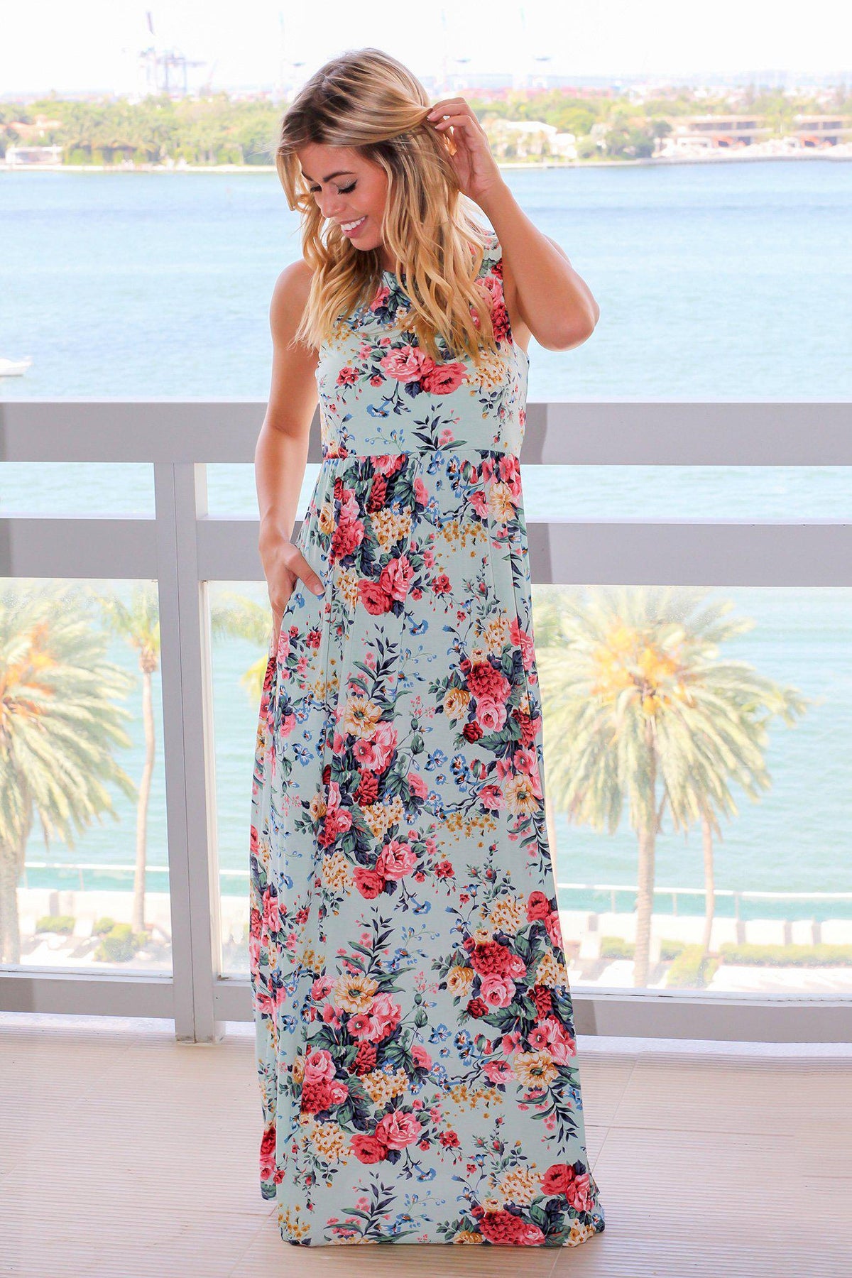 Mint and Rose Floral Racerback Maxi Dress | Maxi Dresses – Saved by the ...