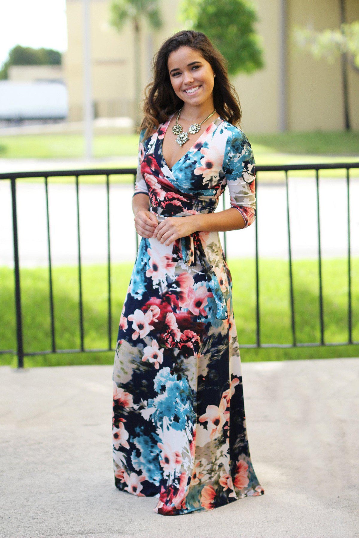 Navy Floral Wrap Maxi Dress | Navy Maxi Dress | Maxi Dresses – Saved by ...
