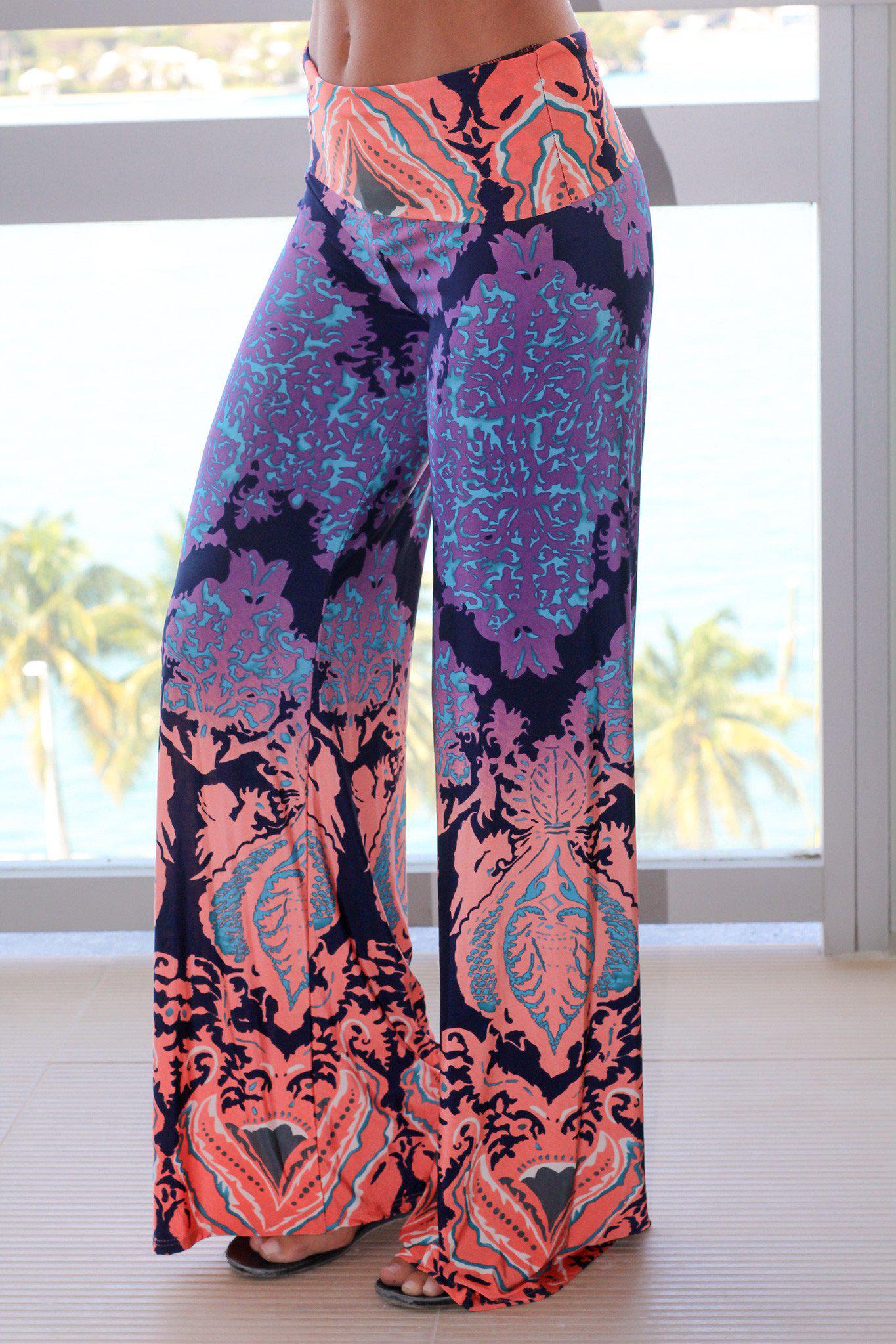 Navy Printed Palazzo Pants | Online Boutiques – Saved by the Dress
