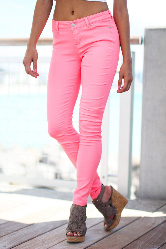 Neon Pink Skinny Jeans | Neon Pink Jeans | Summer Jeans – Saved by the ...