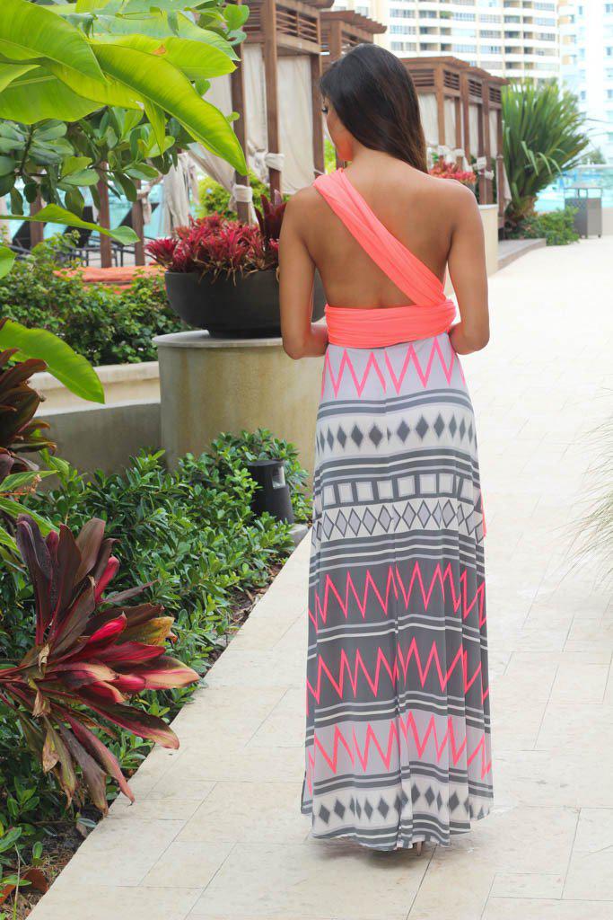 Neon Coral Tie Back Maxi Dress | Neon Coral Maxi Dress – Saved by the Dress